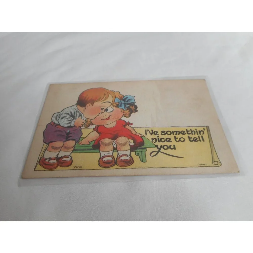 Vintage Postcard Friendship Children kids 1918 posted with stamp